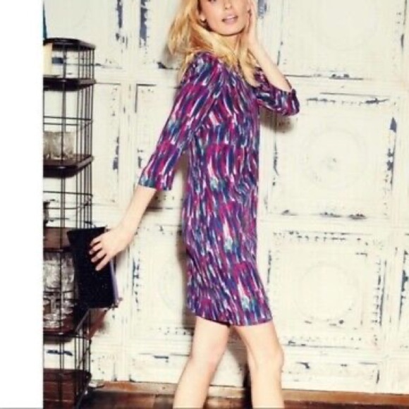 Boden Beafort Watercolor 3/4 Sleeve Shift Dress - Picture 7 of 8